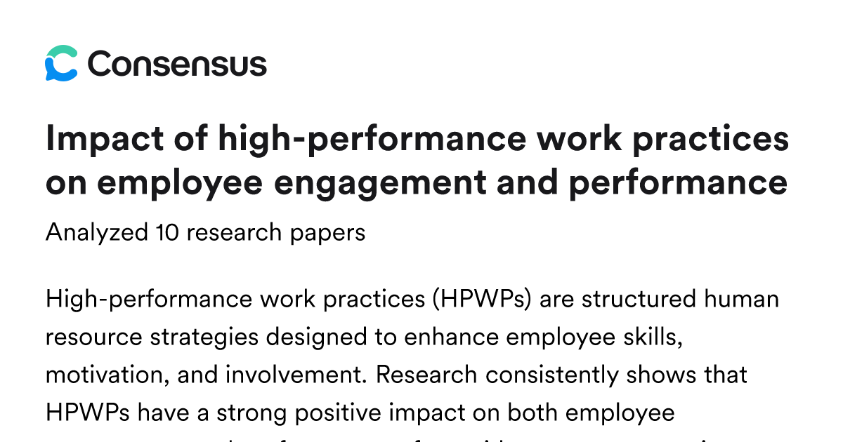 Impact of high-performance work practices on employee engagement and ...