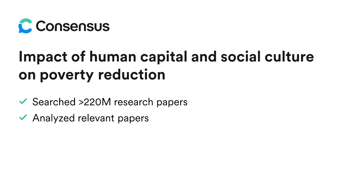 Impact of human capital and social culture on poverty reduction - Consensus