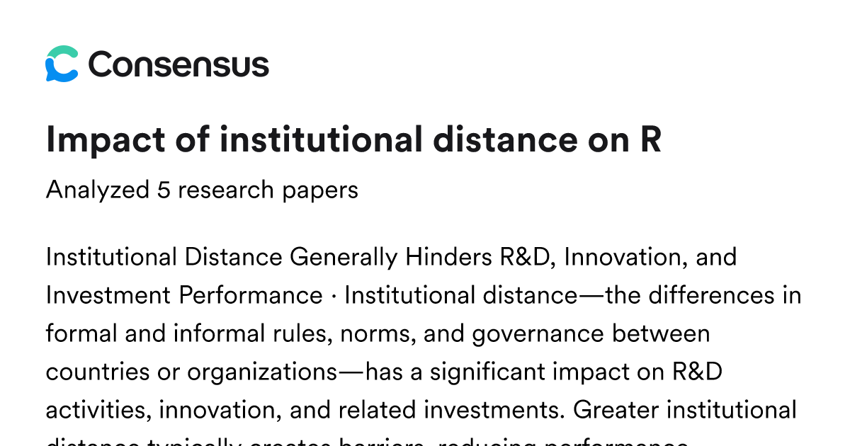 Impact of institutional distance on R - Consensus