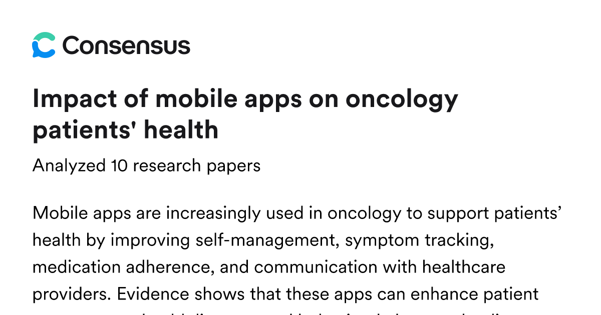 Impact of mobile apps on oncology patients' health - Consensus