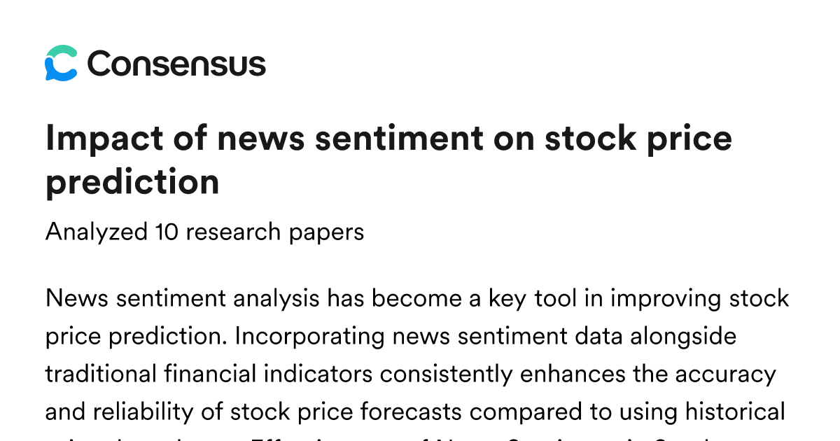 Impact of news sentiment on stock price prediction - Consensus