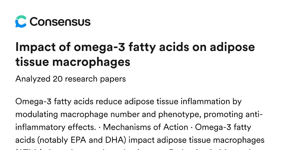 Impact of omega-3 fatty acids on adipose tissue macrophages - Consensus