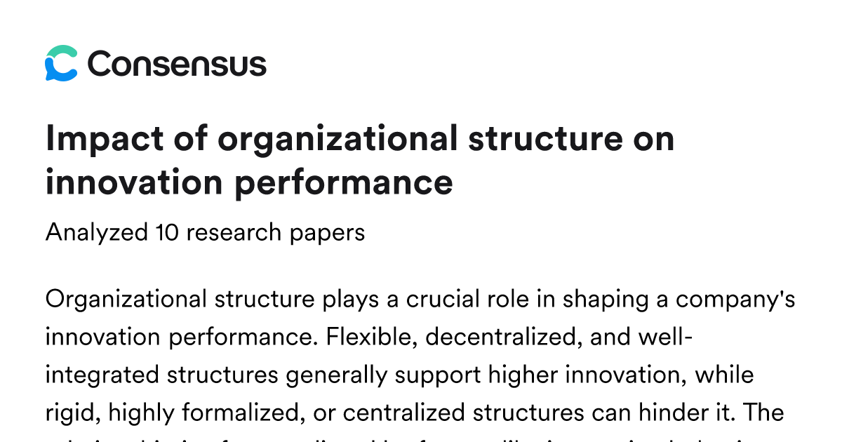 Impact of organizational structure on innovation performance - Consensus