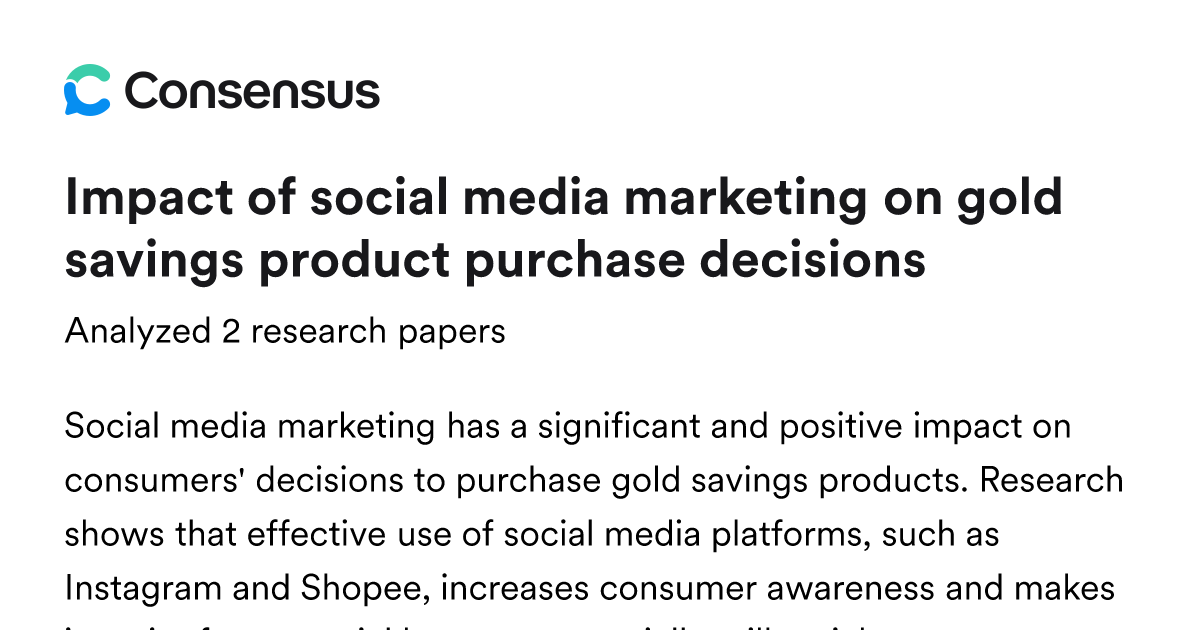 Impact of social media marketing on gold savings product purchase ...