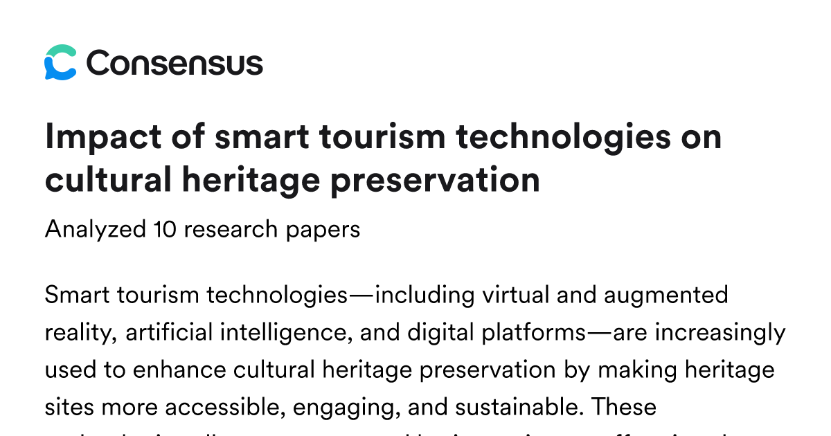 Impact of smart tourism technologies on cultural heritage preservation ...