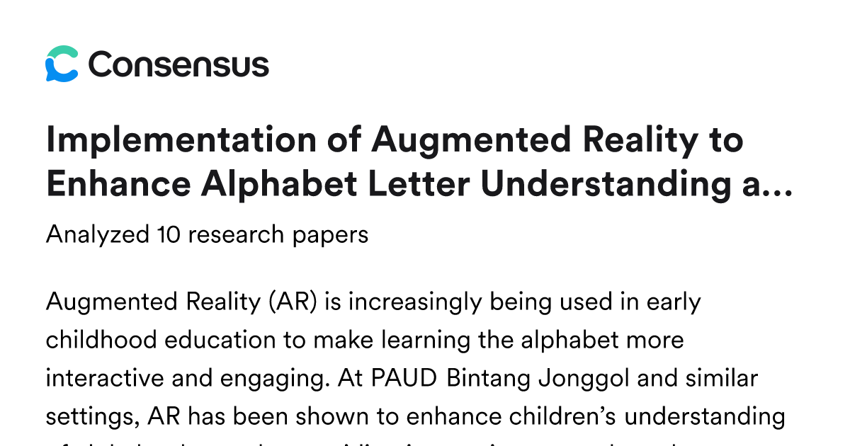 Implementation of Augmented Reality to Enhance Alphabet Letter ...