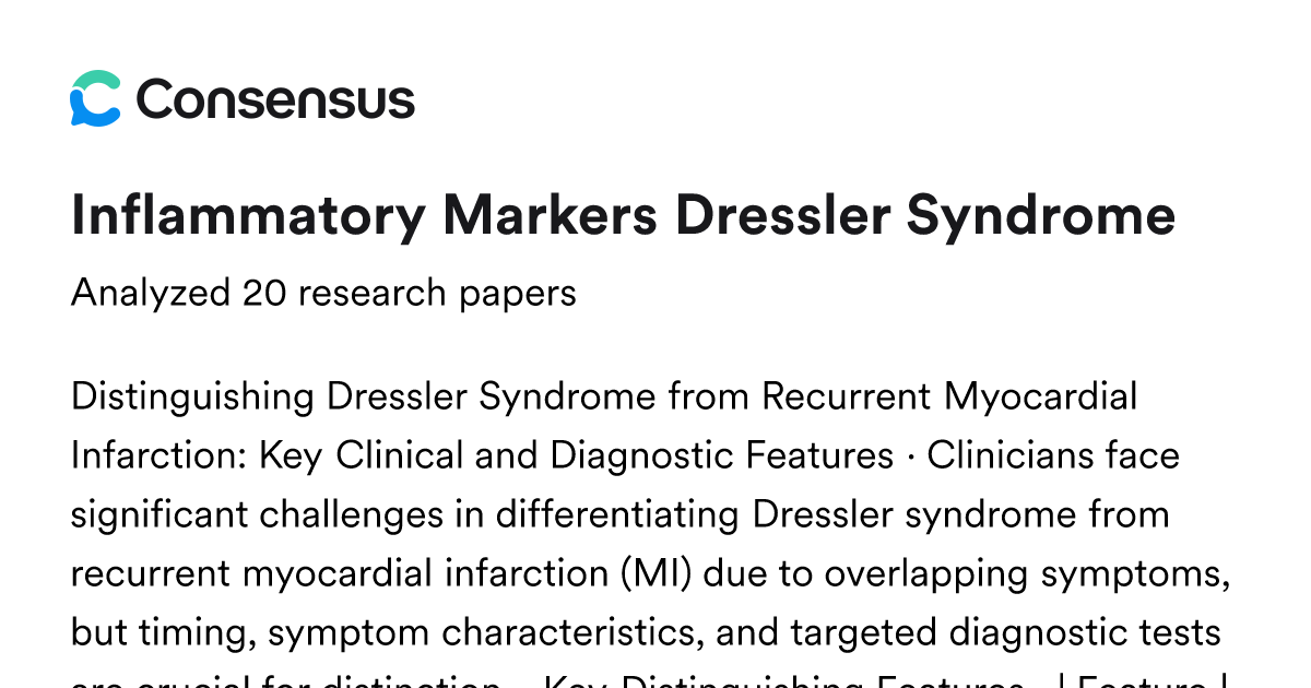 Inflammatory Markers Dressler Syndrome - Consensus