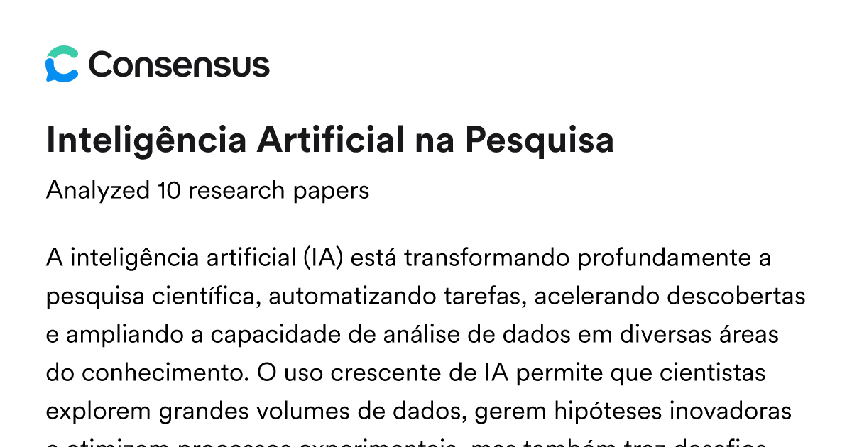 Inteligência Artificial na Pesquisa - Consensus