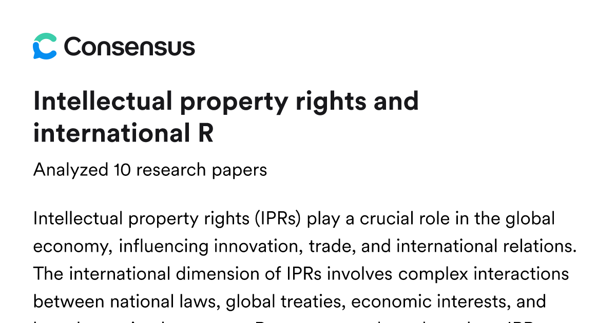 Intellectual property rights and international R - Consensus