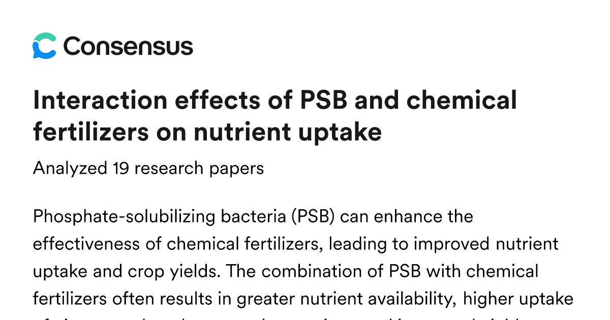 Interaction effects of PSB and chemical fertilizers on nutrient uptake ...