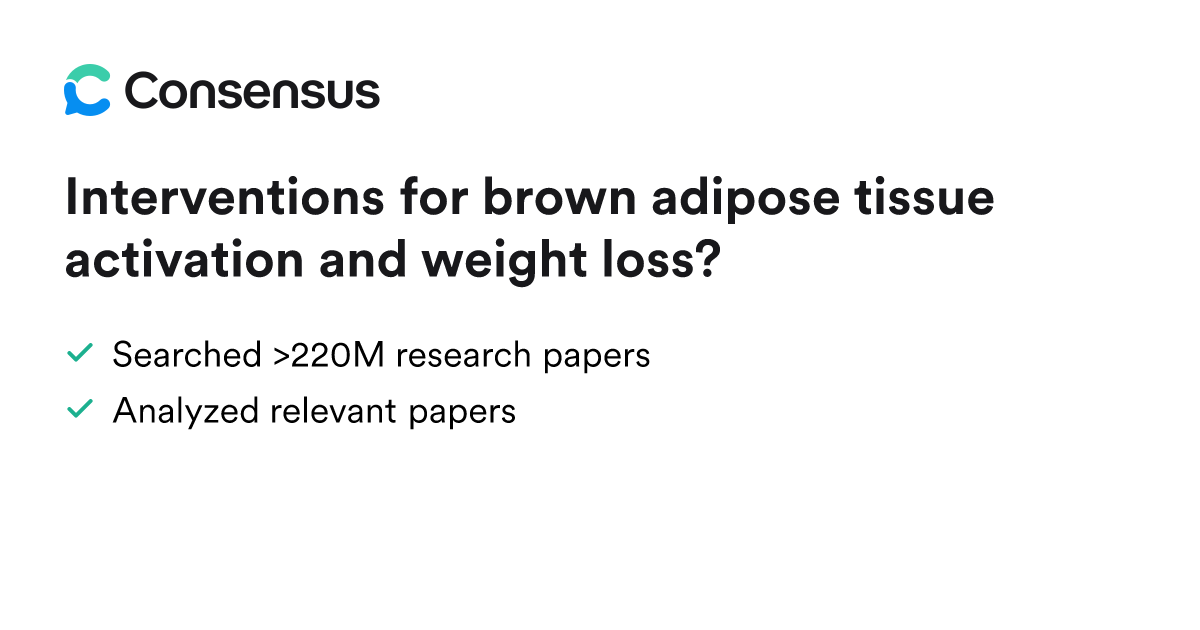 Interventions for brown adipose tissue activation and weight loss ...