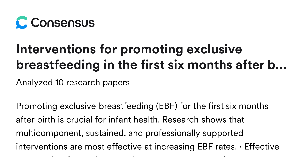 Interventions for promoting exclusive breastfeeding in the first six ...