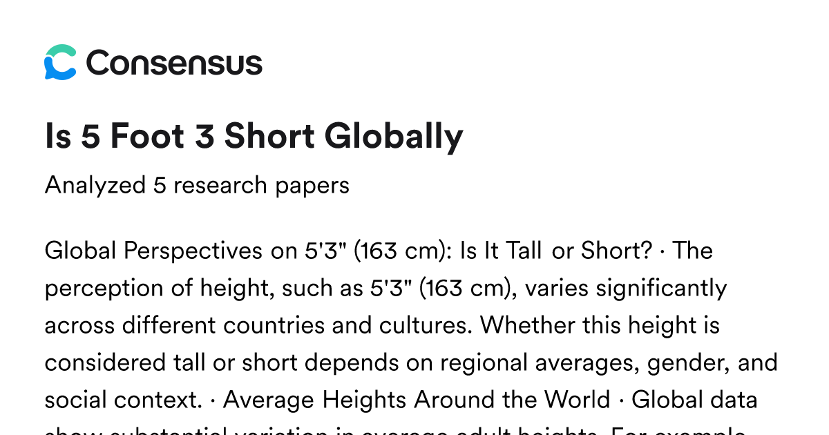 Is 5 Foot 3 Short Globally - Consensus