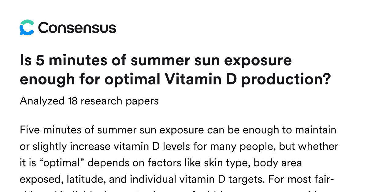 Is 5 minutes of summer sun exposure enough for optimal Vitamin D ...