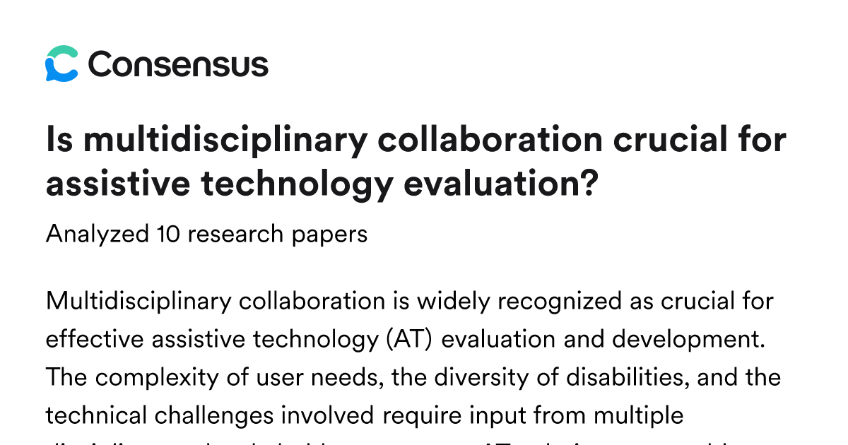 Is multidisciplinary collaboration crucial for assistive technology ...