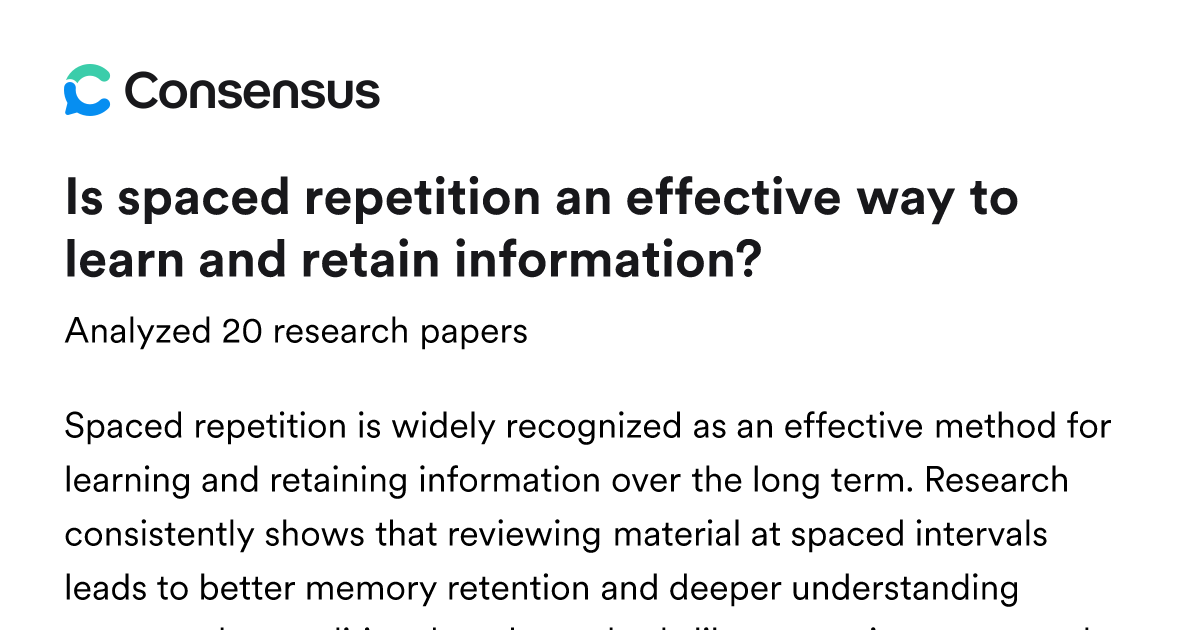 Is spaced repetition an effective way to learn and retain information ...