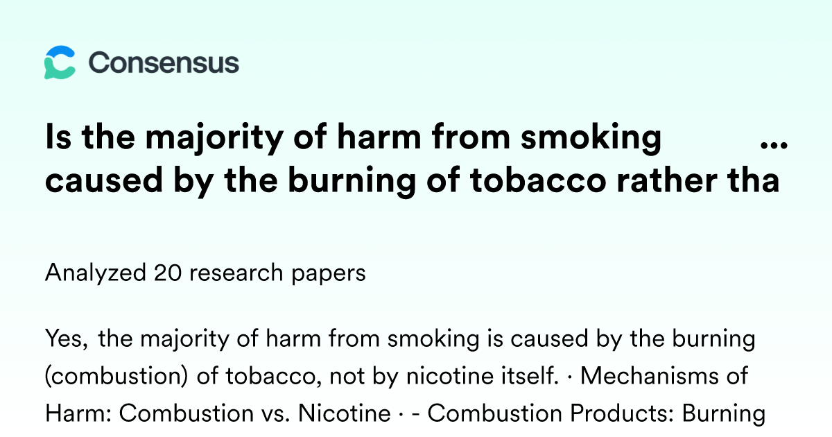 conclusion on tobacco smoking Is the majority of harm from smoking caused by the burning of tobacco  rather than nicotine itself?