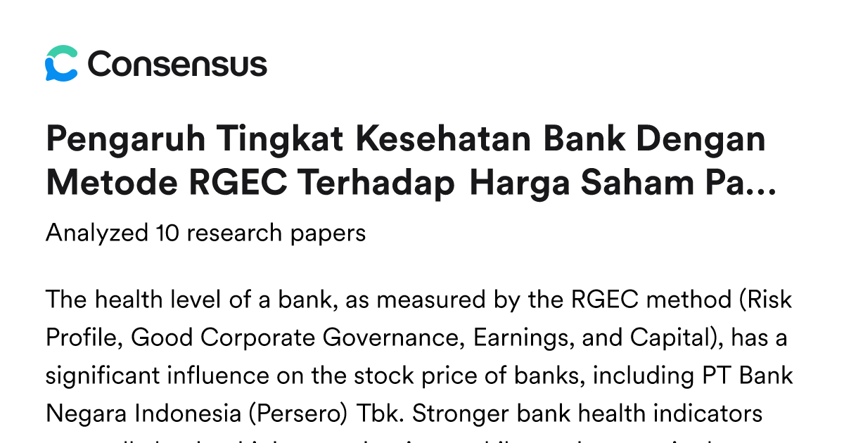 Pengaruh Tingkat Kesehatan Bank Dengan Metode RGEC Terhadap Harga Saham ...