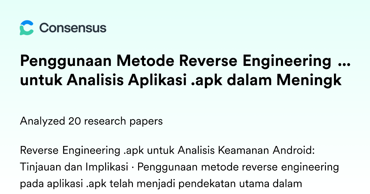 Penggunaan Metode Reverse Engineering untuk Analisis Aplikasi .apk ...