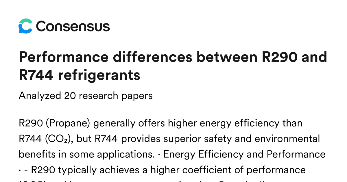 Performance differences between R290 and R744 refrigerants - Consensus