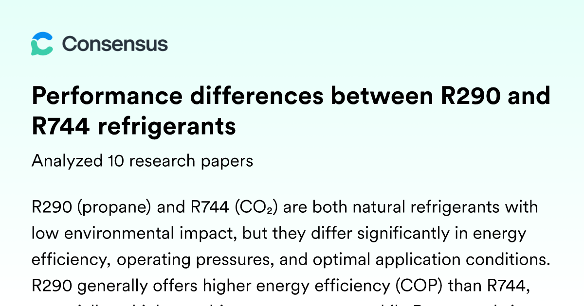 Performance differences between R290 and R744 refrigerants - Consensus