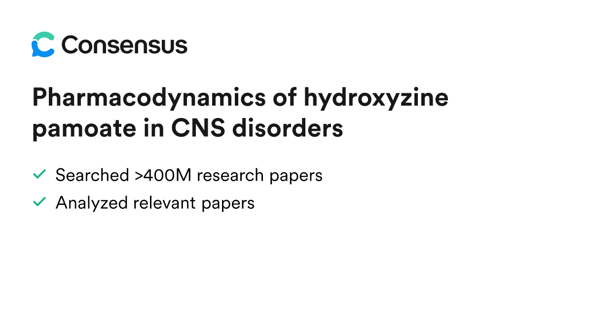 Pharmacodynamics of hydroxyzine pamoate in CNS disorders - Consensus