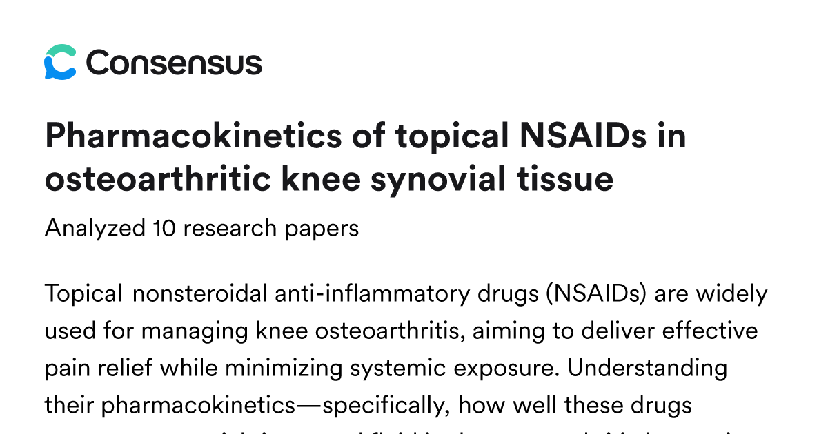 Pharmacokinetics of topical NSAIDs in osteoarthritic knee synovial ...