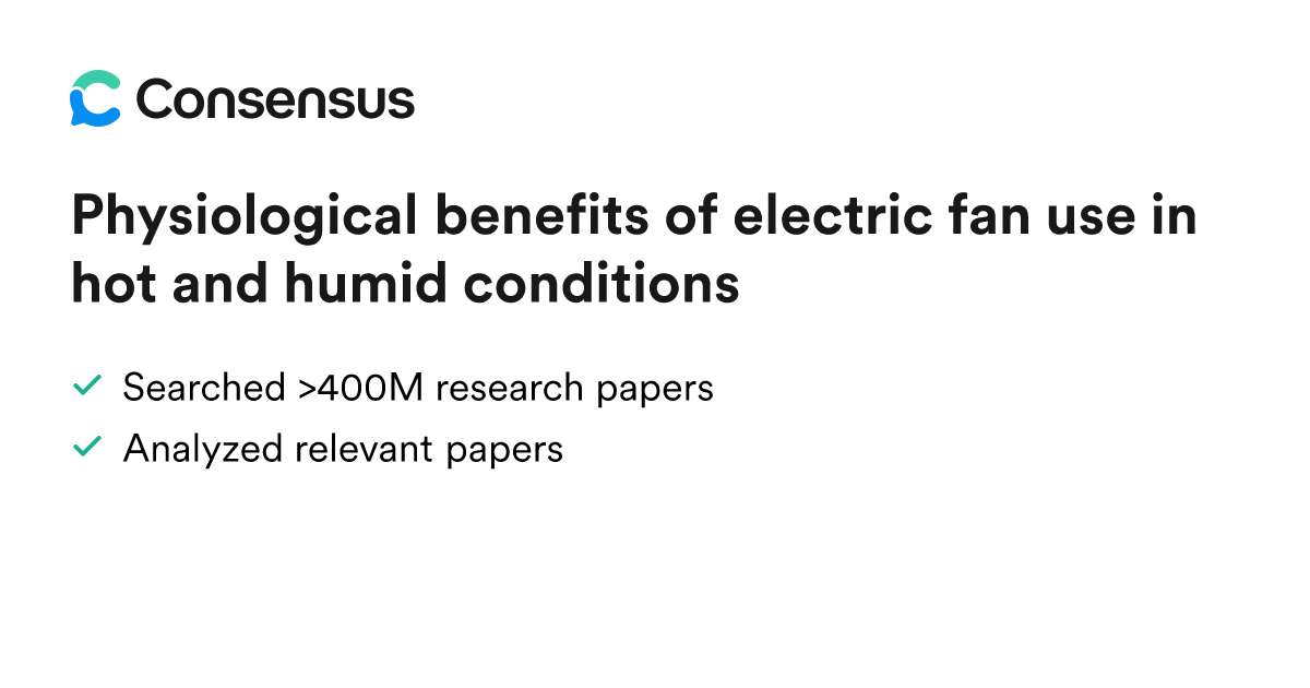Physiological benefits of electric fan use in hot and humid conditions ...