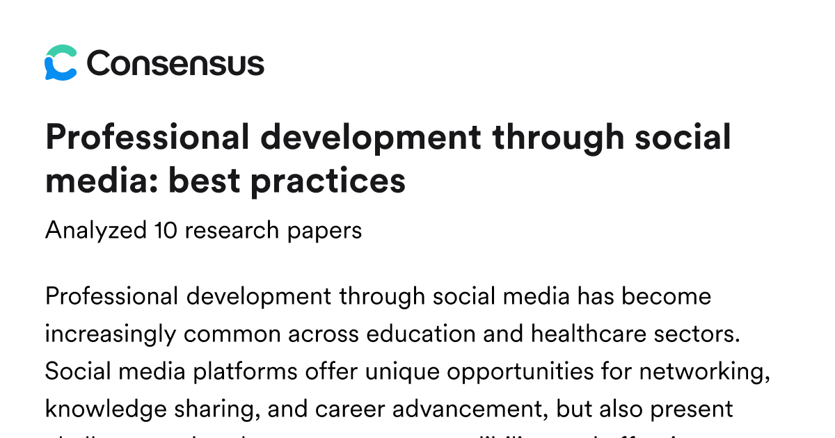 Professional development through social media: best practices - Consensus