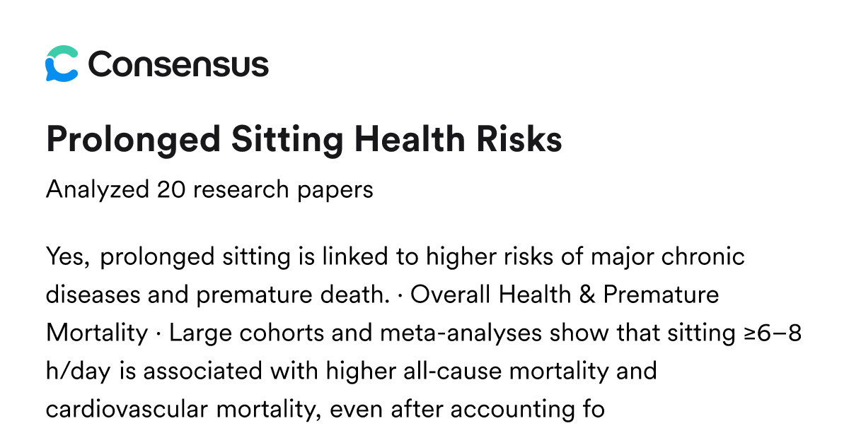 Prolonged Sitting Health Risks - Consensus