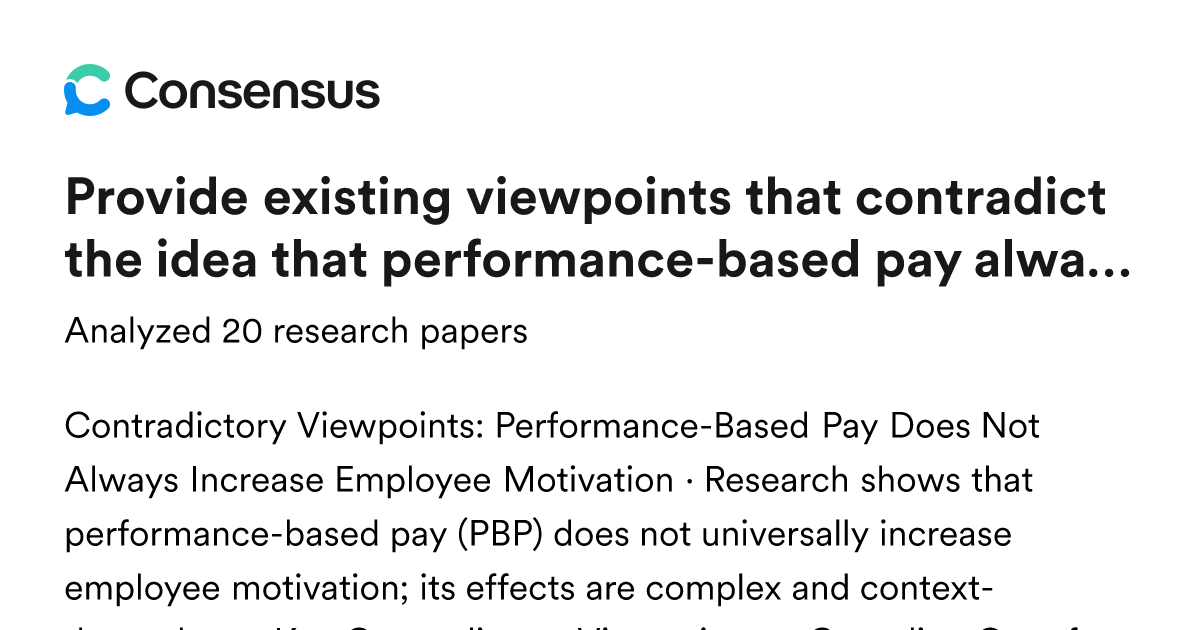 Provide existing viewpoints that contradict the idea that performance ...