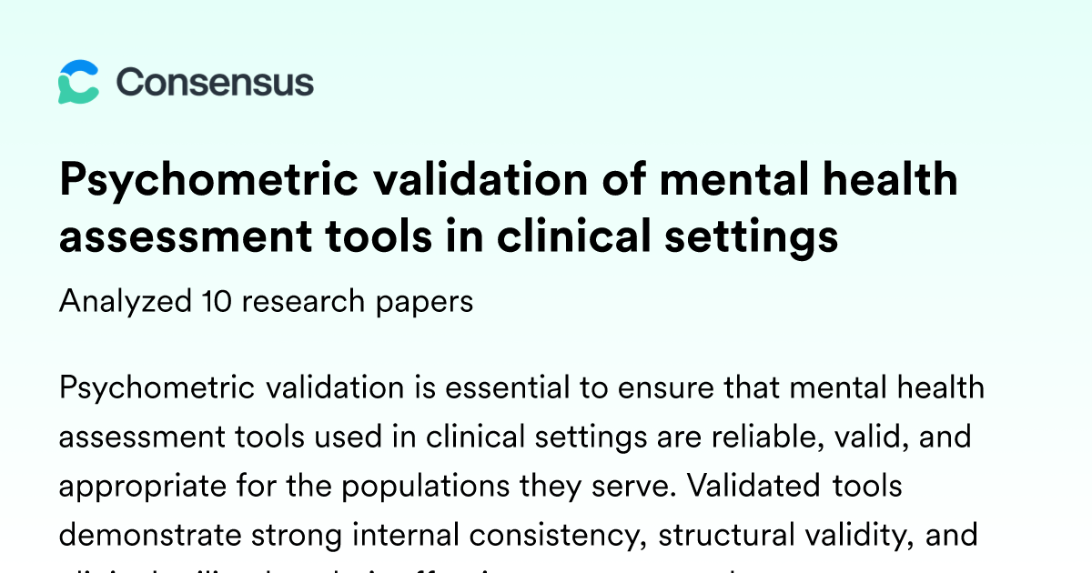 Psychometric validation of mental health assessment tools in clinical ...