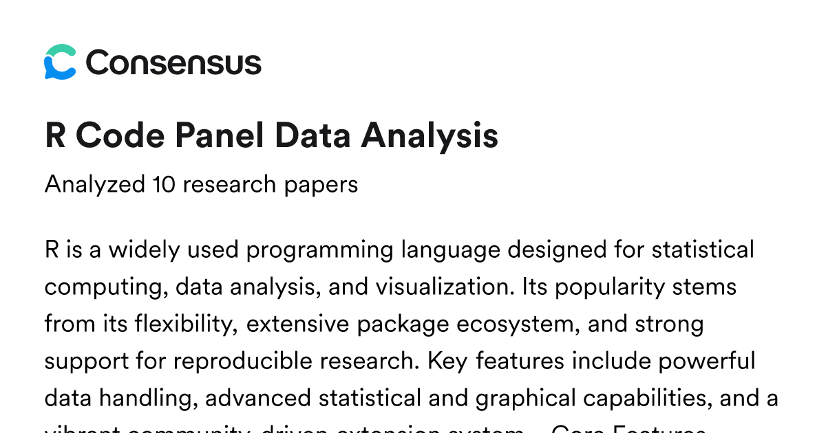 R Code Panel Data Analysis - Consensus