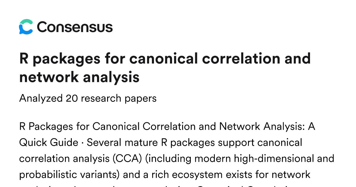 R packages for canonical correlation and network analysis - Consensus