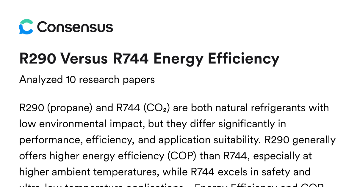 R290 Versus R744 Energy Efficiency - Consensus