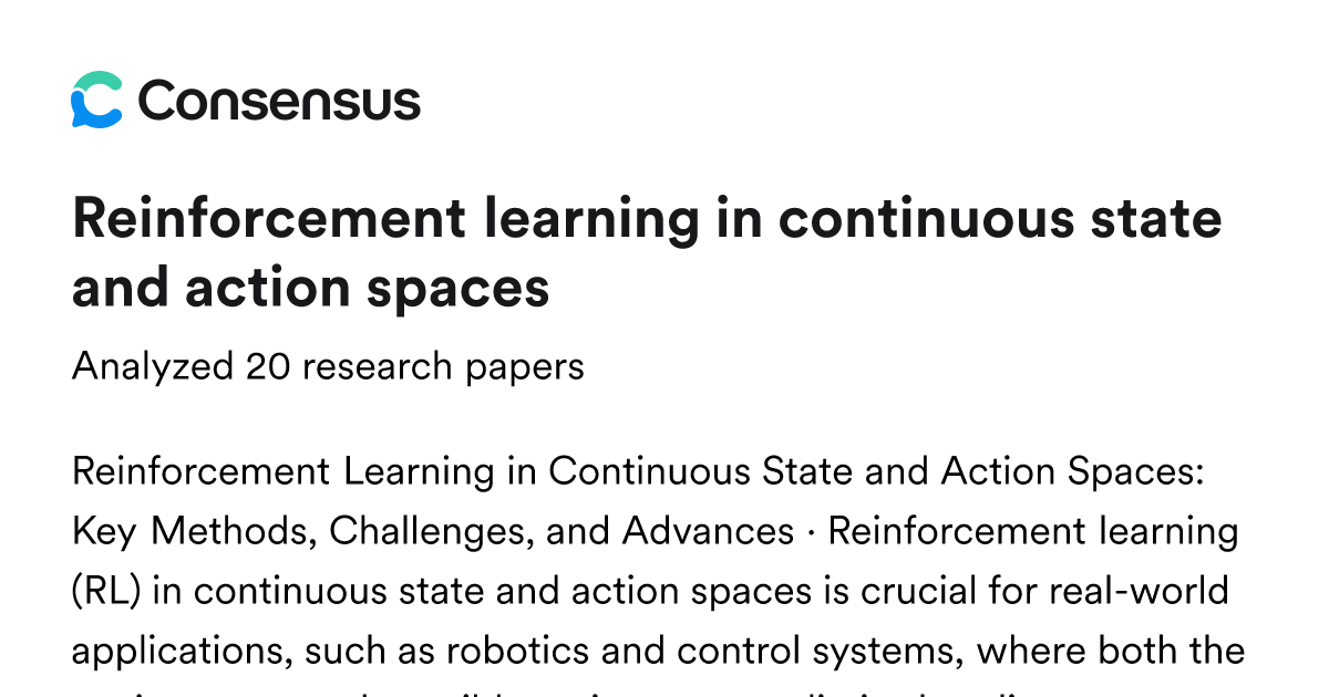 Reinforcement learning in continuous state and action spaces - Consensus