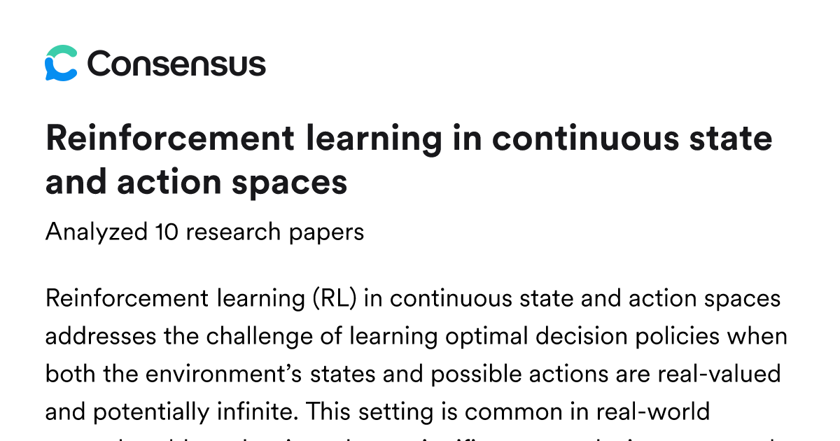 Reinforcement learning in continuous state and action spaces - Consensus