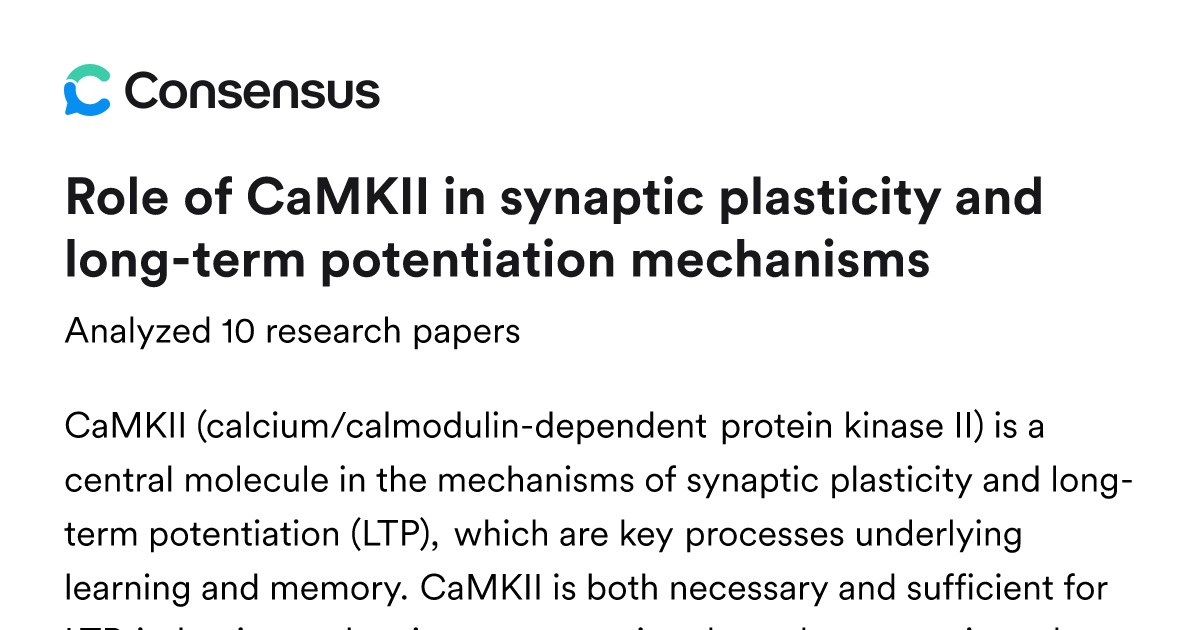 Role of CaMKII in synaptic plasticity and long-term potentiation ...
