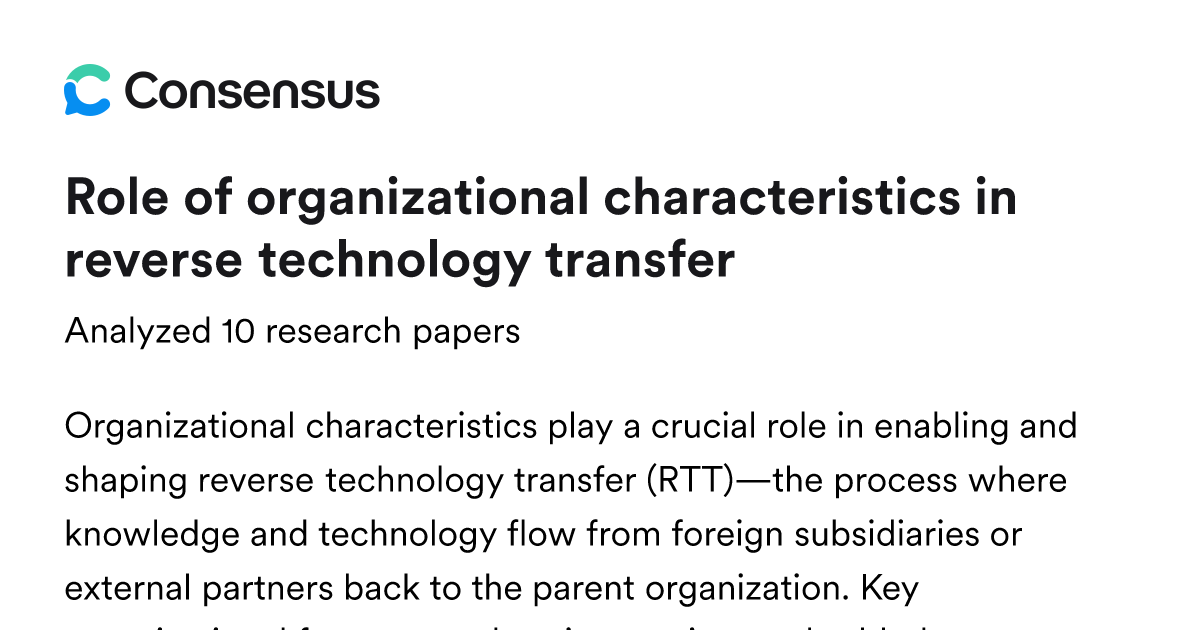 Role of organizational characteristics in reverse technology transfer ...