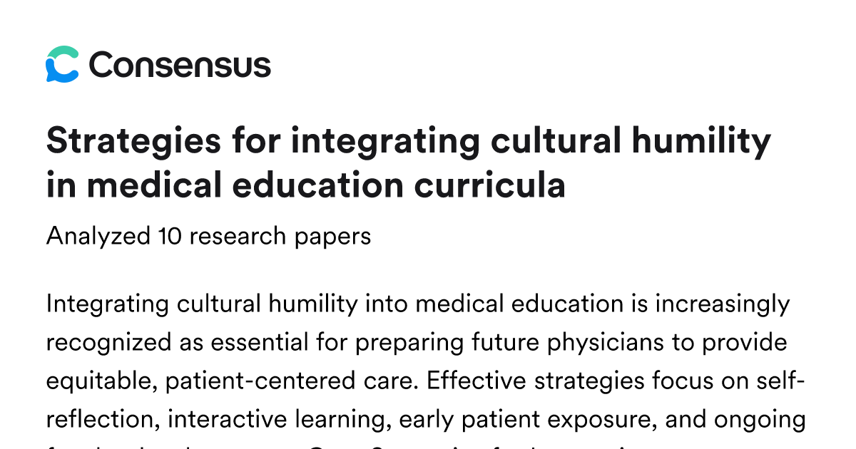 Strategies for integrating cultural humility in medical education ...