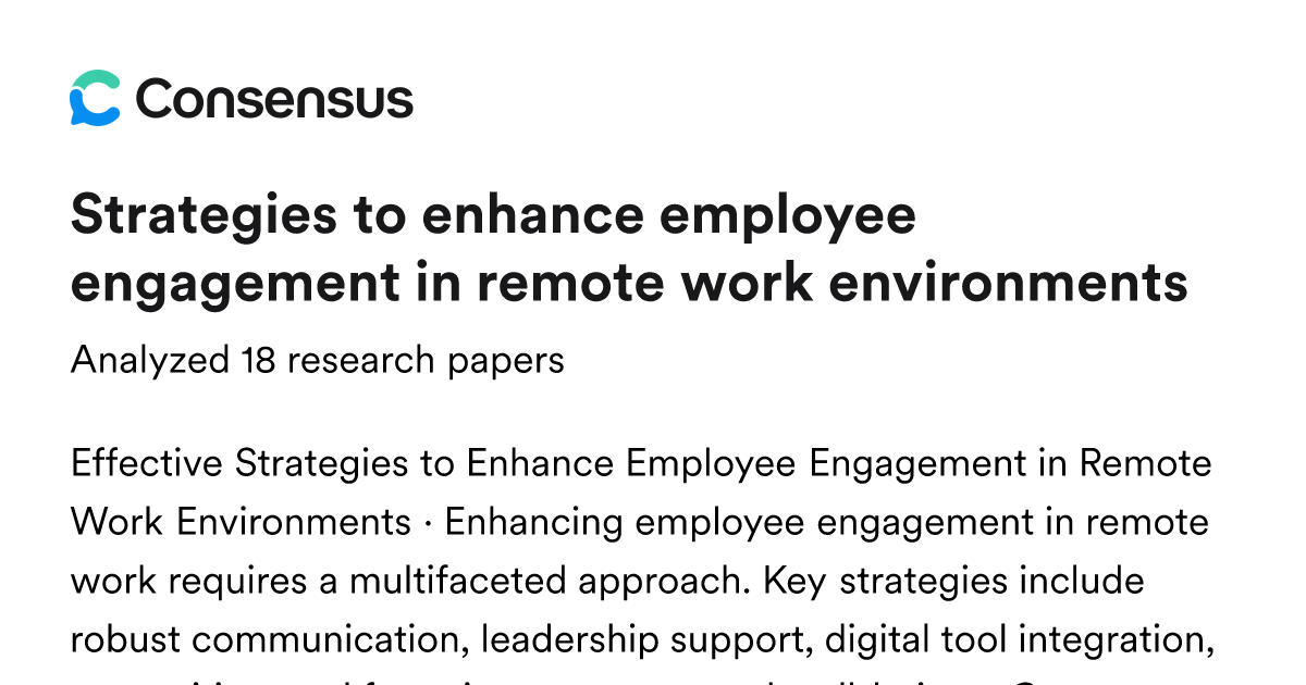 Strategies to enhance employee engagement in remote work environments ...