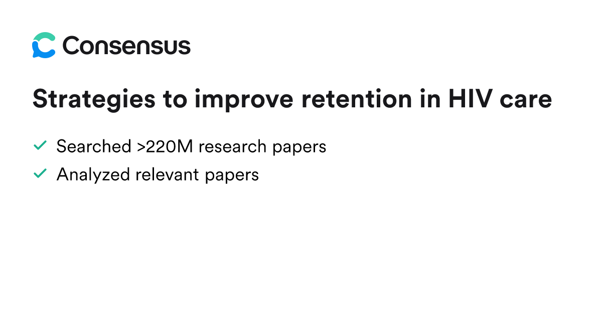 Strategies to improve retention in HIV care - Consensus