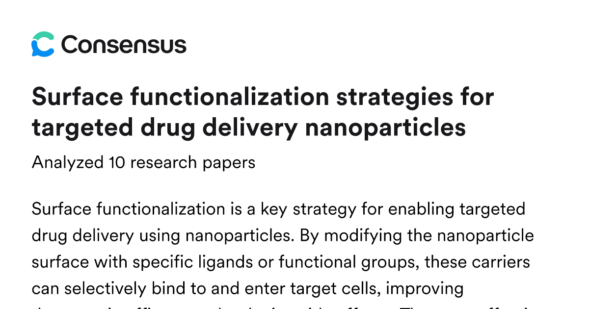 Surface functionalization strategies for targeted drug delivery ...