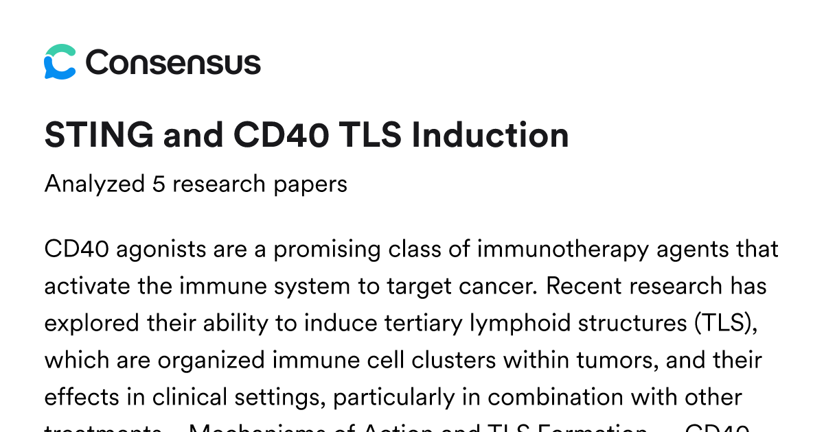 STING and CD40 TLS Induction - Consensus