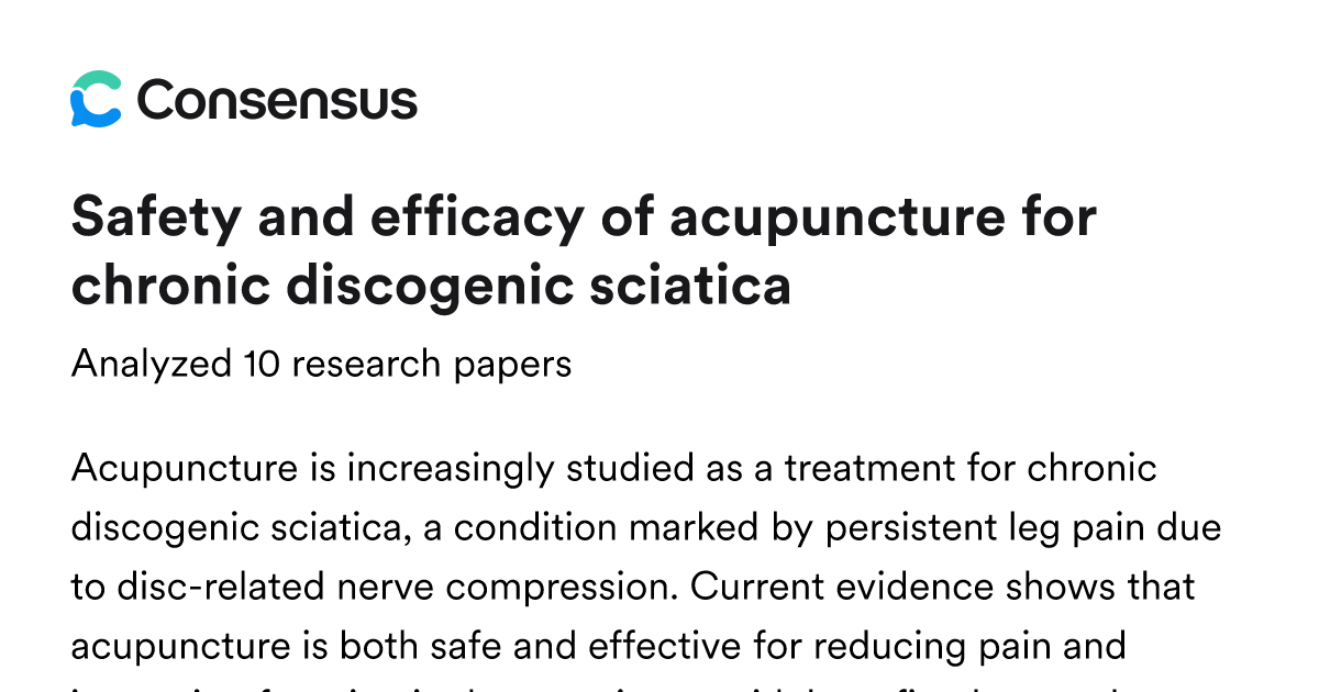 Safety and efficacy of acupuncture for chronic discogenic sciatica ...