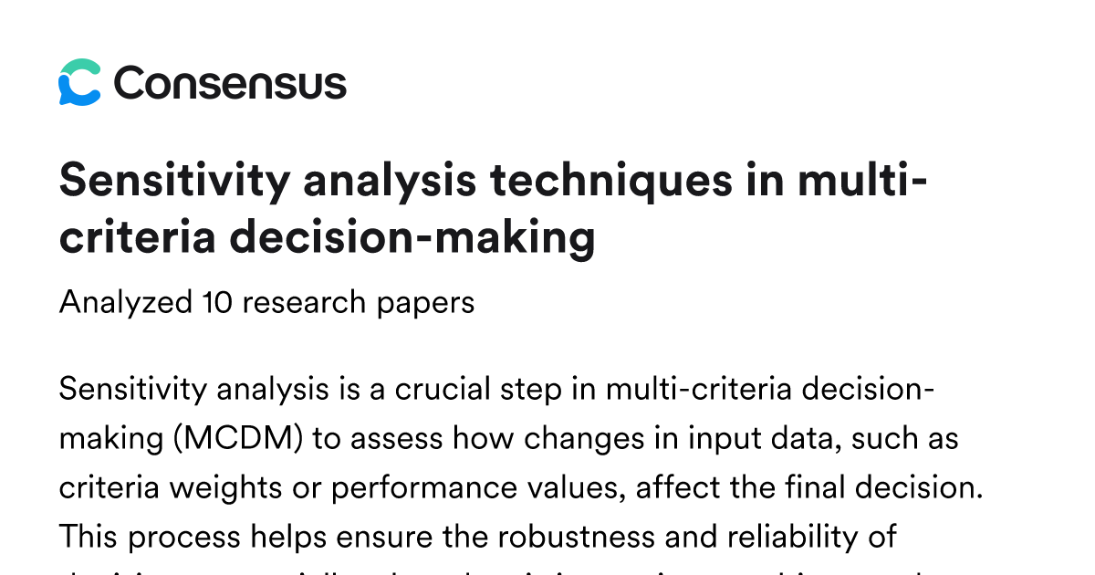 Sensitivity analysis techniques in multi-criteria decision-making ...