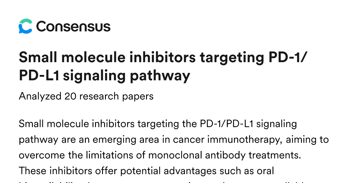 Small molecule inhibitors targeting PD-1/PD-L1 signaling pathway ...