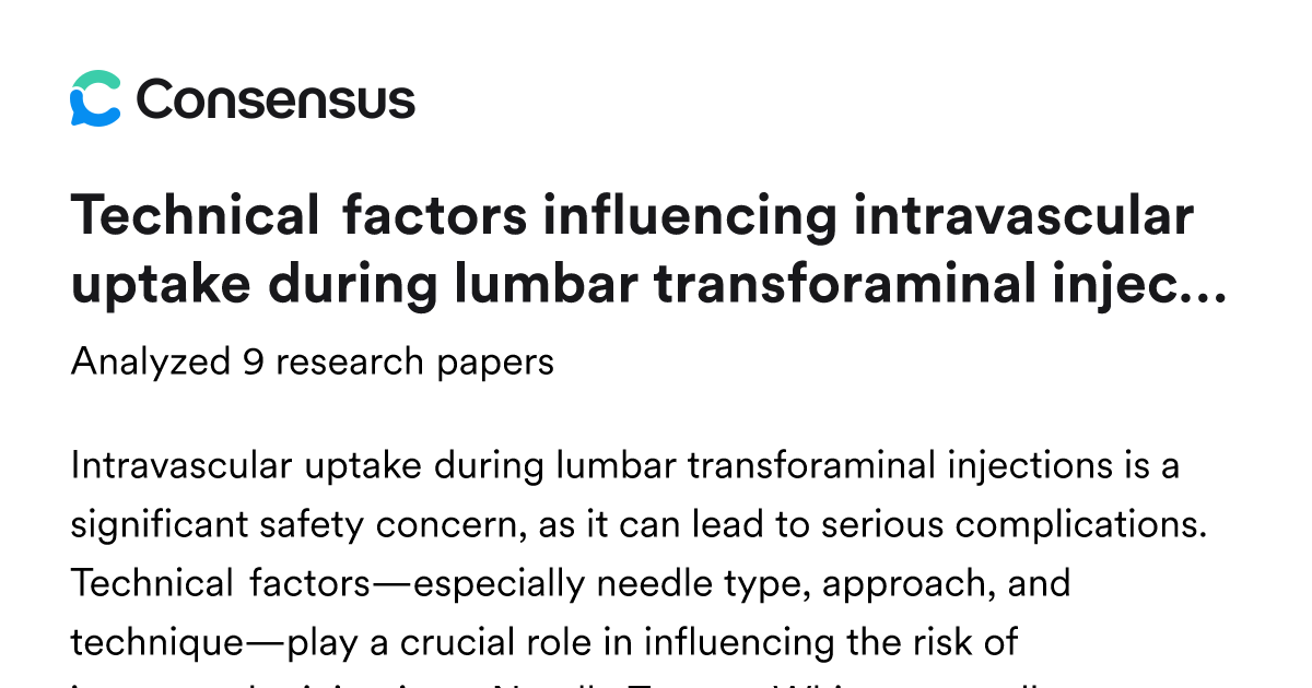 Technical factors influencing intravascular uptake during lumbar ...