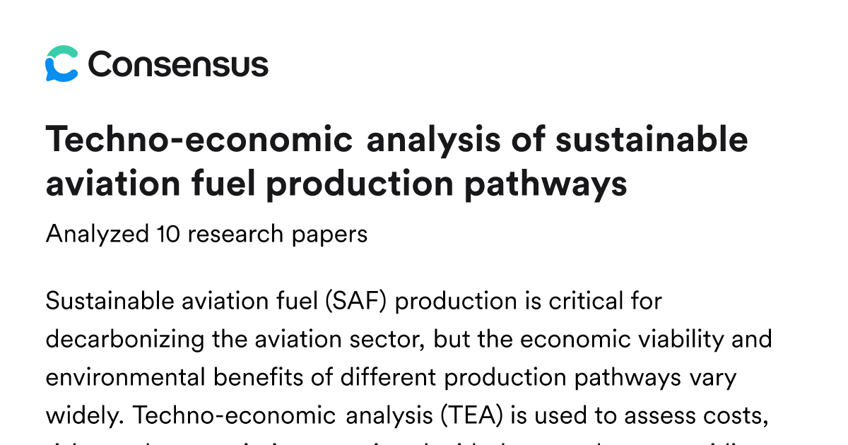 Techno-economic analysis of sustainable aviation fuel production ...