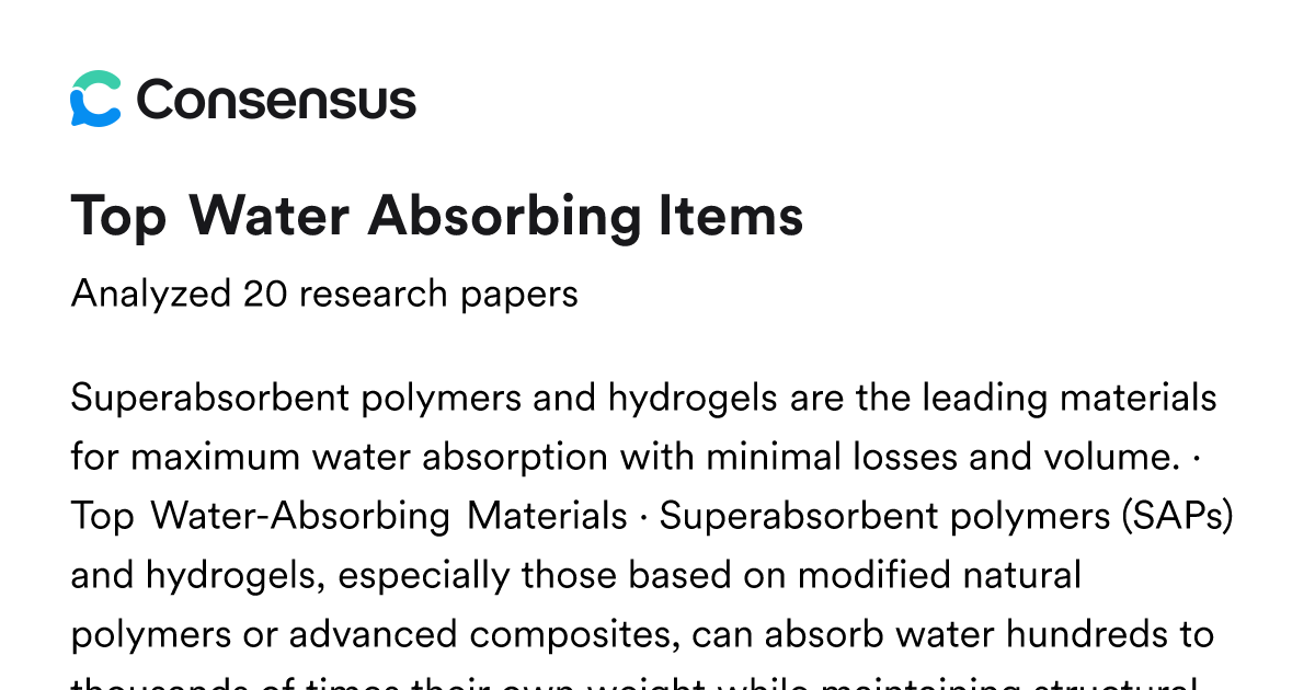 Top Water Absorbing Items - Consensus